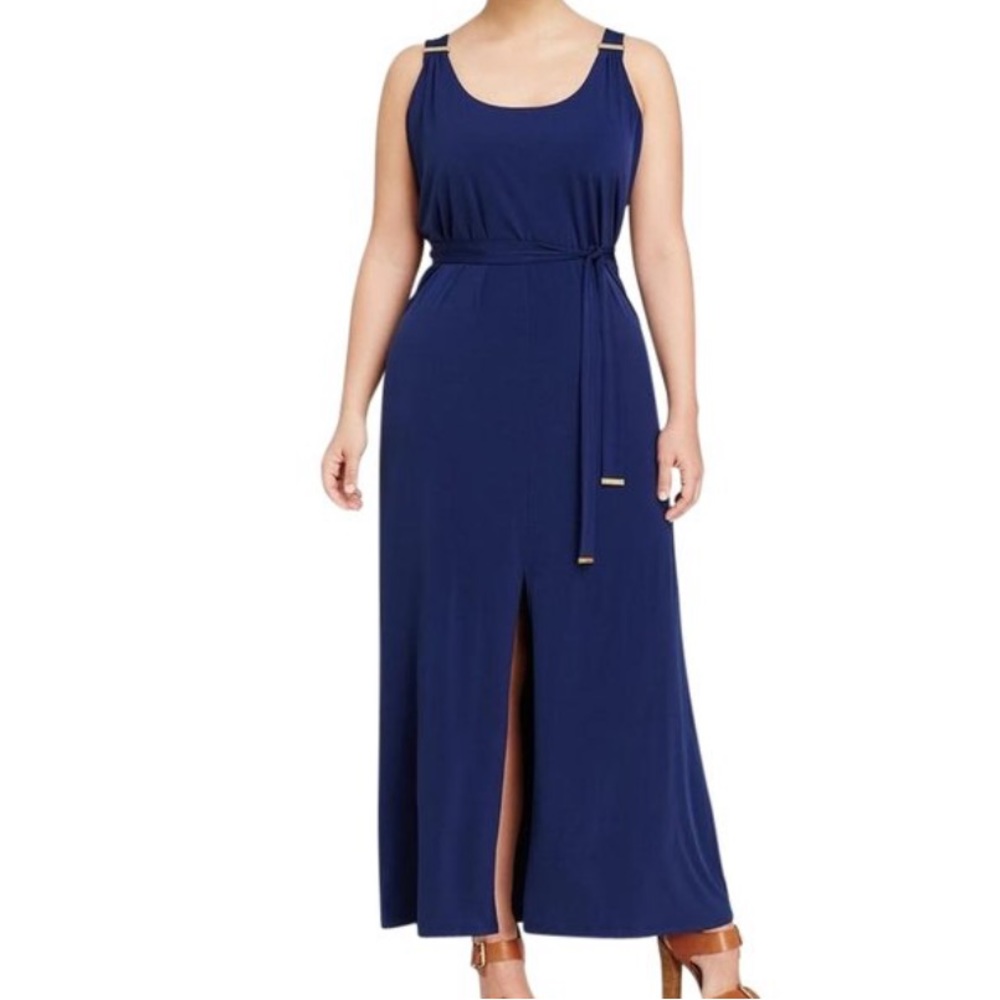 NWT Michael Kors Maxi Dress with Front Slit and Gold Hardware Detail